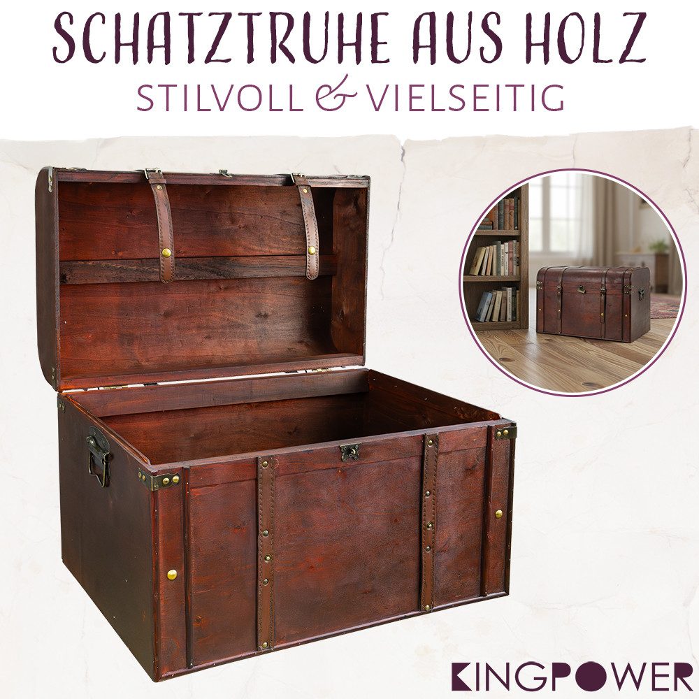 Kingpower Schatzkiste Auswahl Schatztruhe aus Holz mit Schloss Schatzkiste Holztruhe
