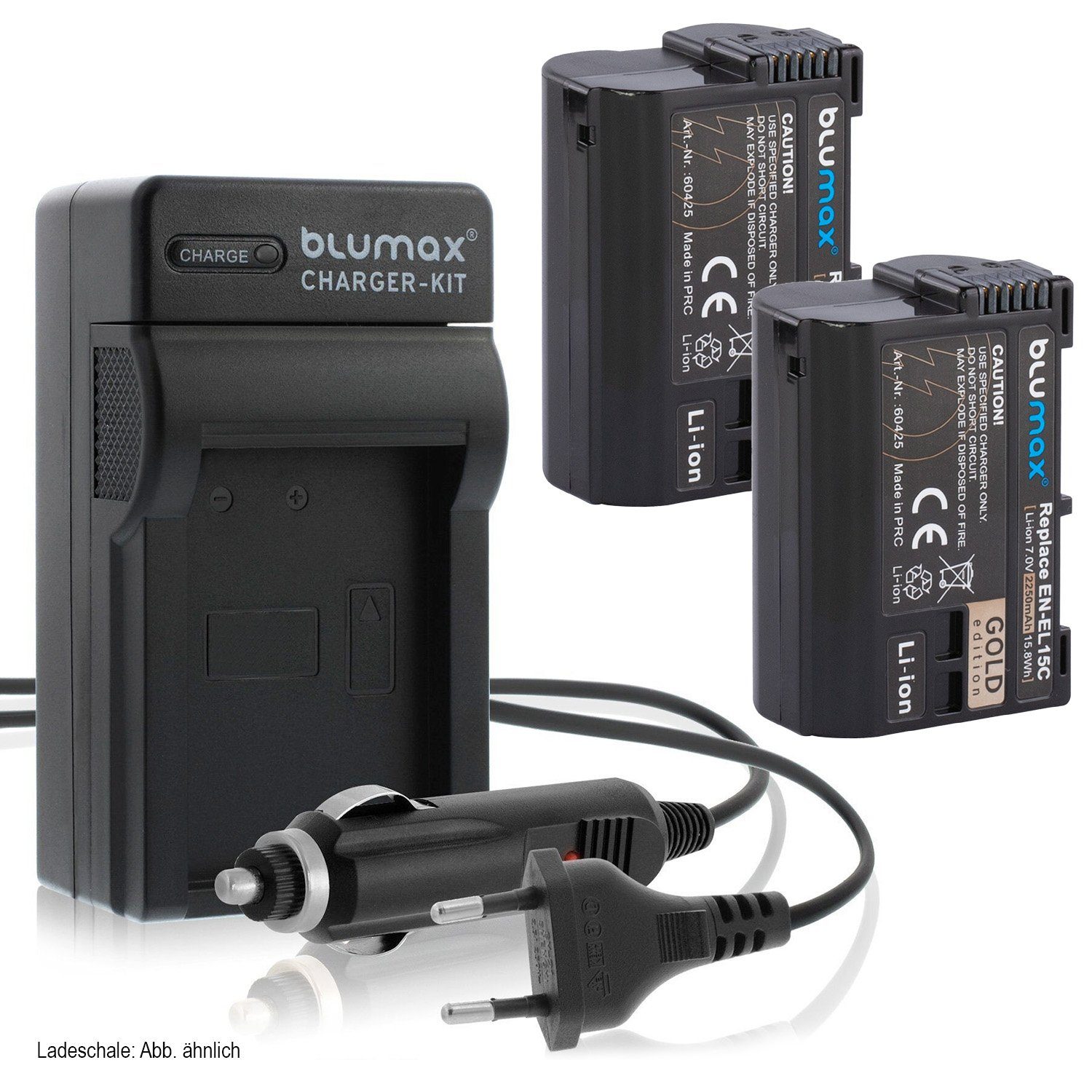 Blumax Set mit Lader Nikon EN-EL15C 2250 A/B/C mAh Kamera-Akku für