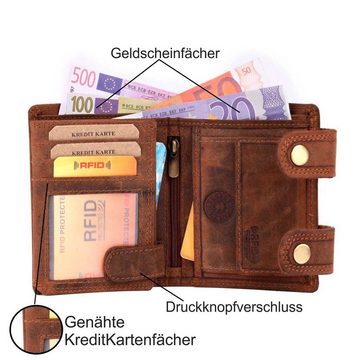 SHG Geldbörse ⌂ Herren Lederbörse Portemonnaie LKW, Geldbeutel mit Münzfach und Kette RFID Schutz Leder LKW
