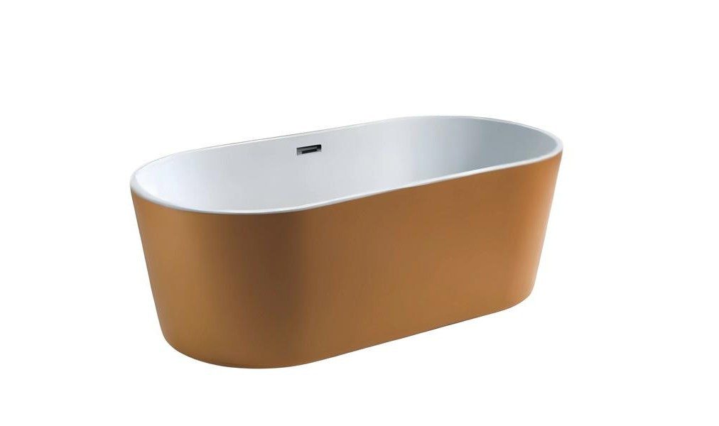 Xlmoebel Badewanne XLMOEBEL Komfortwanne aus Acryl in elegantem Gelb, ovales Design, Made in Europa