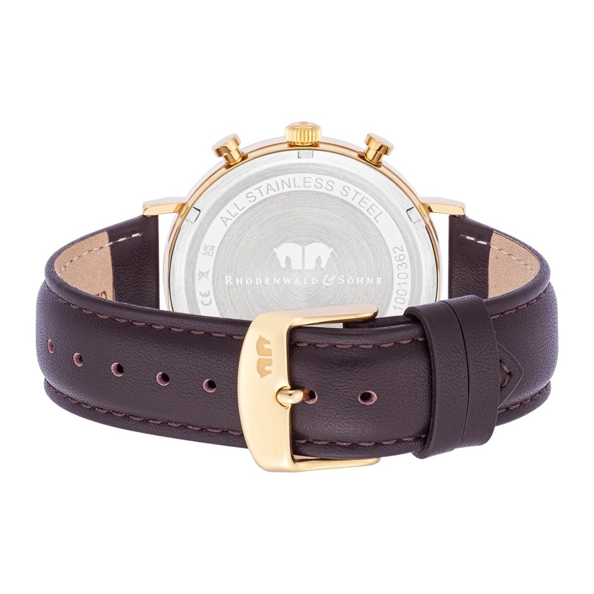 Rhodenwald & Söhne Chronograph Arakon gelbgold Arakon, mit Echtleder-Armband