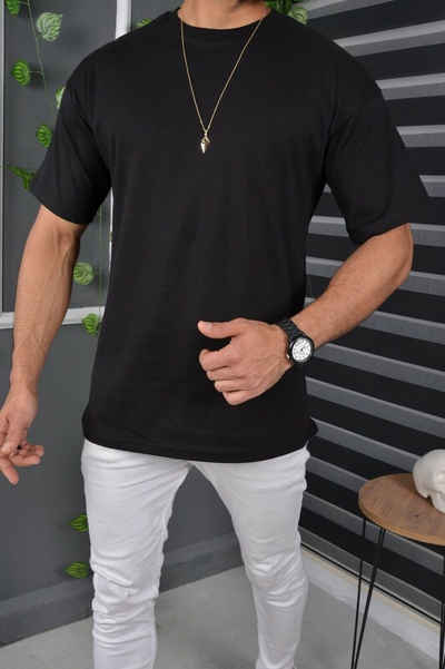 Megaman Jeans Oversize-Shirt T-Shirt Oversize Sommer T-Shirt Tee Long-Tee Basic Shirt Kurzarmshirt Unifarben