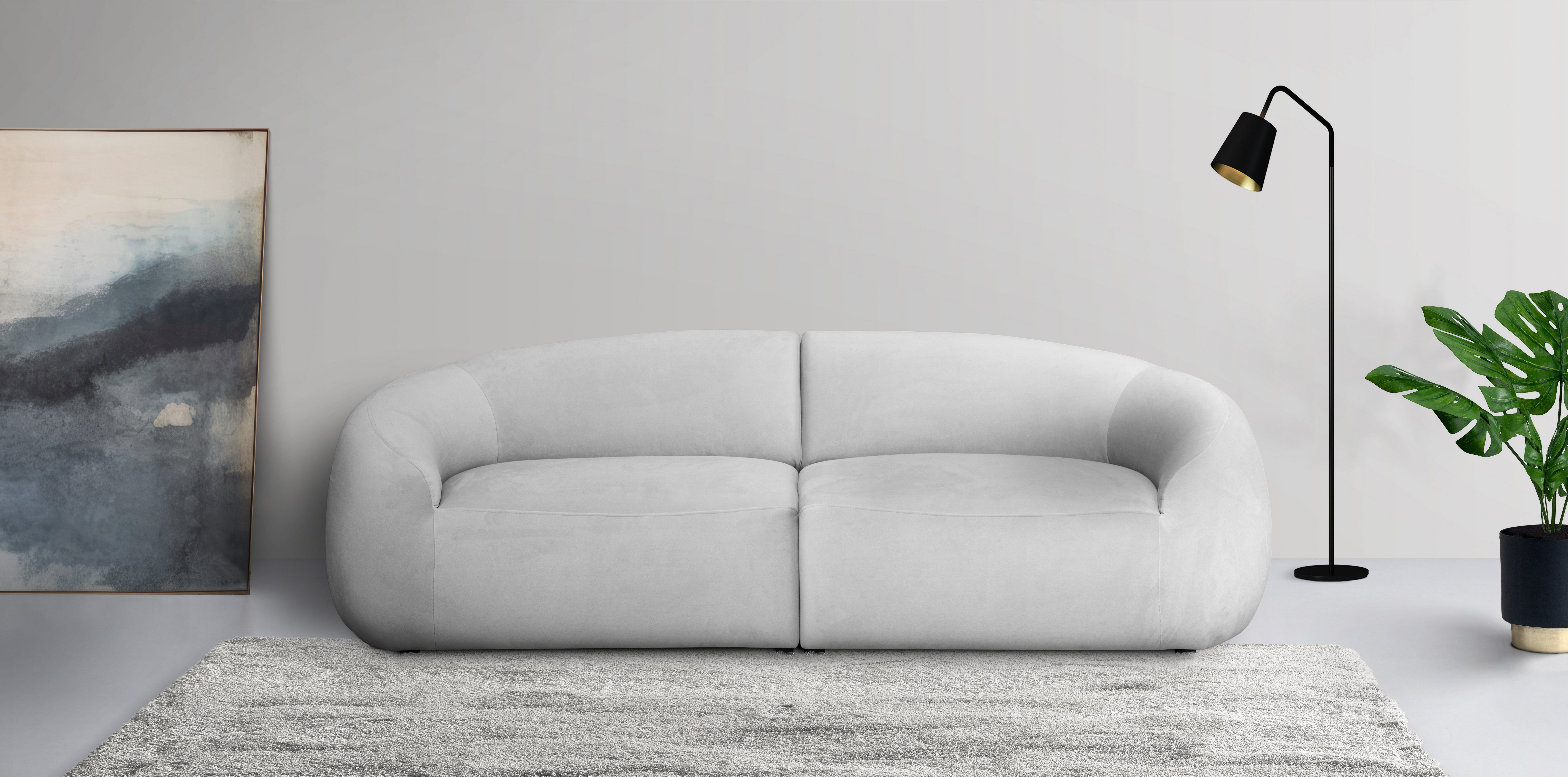 LeGer Home by Lena Gercke Big-Sofa YANI, Designersofa, organische Form, Maße B/T/H: 240/64/81 cm, mit Wellenunterfederung, auch in Bouclé, passend zur Serie