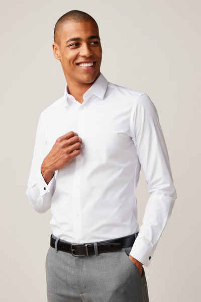 Next Langarmhemd Easy Care Slim Fit Hemd, Doppelmanschette (1-tlg)