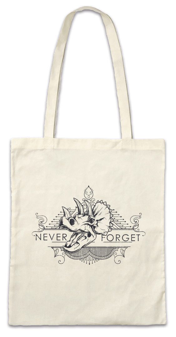 Beuteltasche Never Forget Dinosaurs Stofftasche Triceratops Dinosaurier Dino