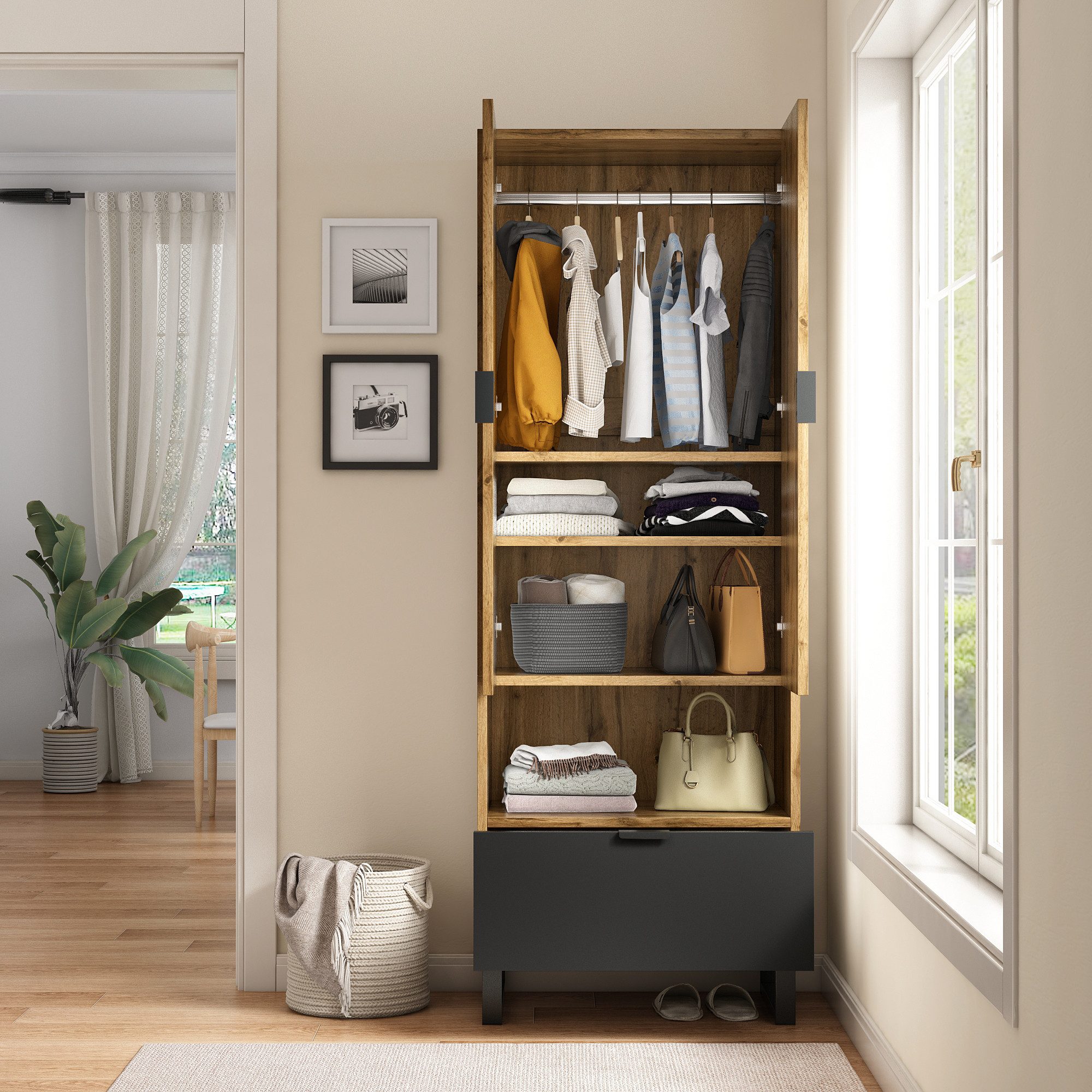 OKWISH Highboard Garderobenschrank (Hochschrank, Kommode, 1 günstig online kaufen