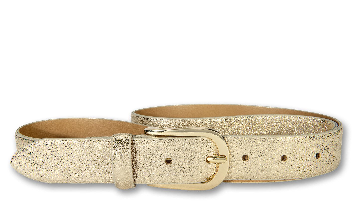 Silbergift Ledergürtel Mit Metallic-Effekt, Schließe silberfarben günstig online kaufen