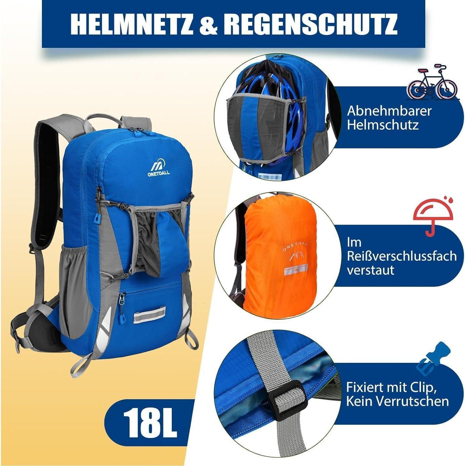 LuxusKollektion Fahrradrucksack Fahrradrucksack Regenschutz wasserdicht Rückenbelüftung Blau 18l