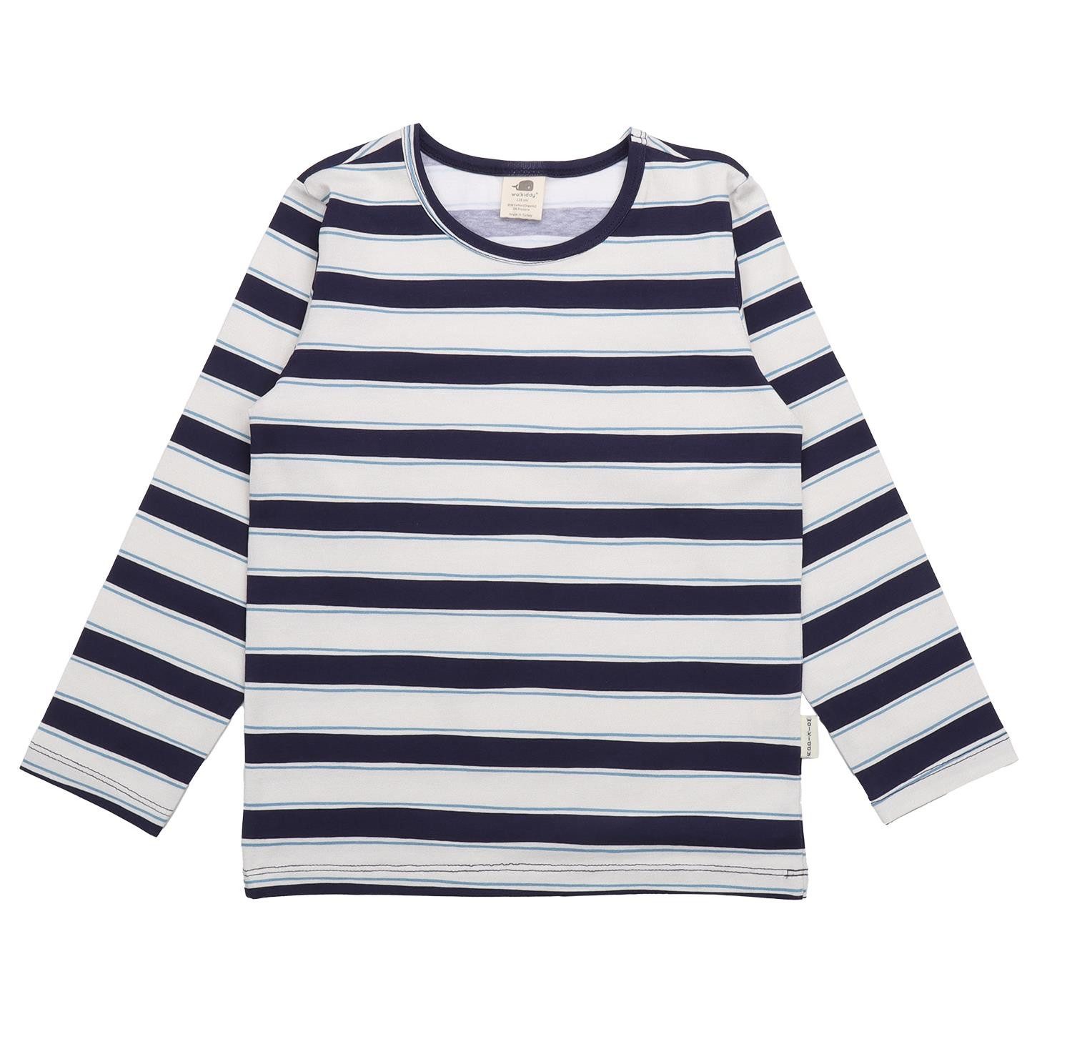Walkiddy Langarmshirt Walkiddy mit Blau Streifen aus Bio Baumwolle Bio Baumwolle,GOTS,Kinderbekleidung,nachhaltige Klamotten,Langarm