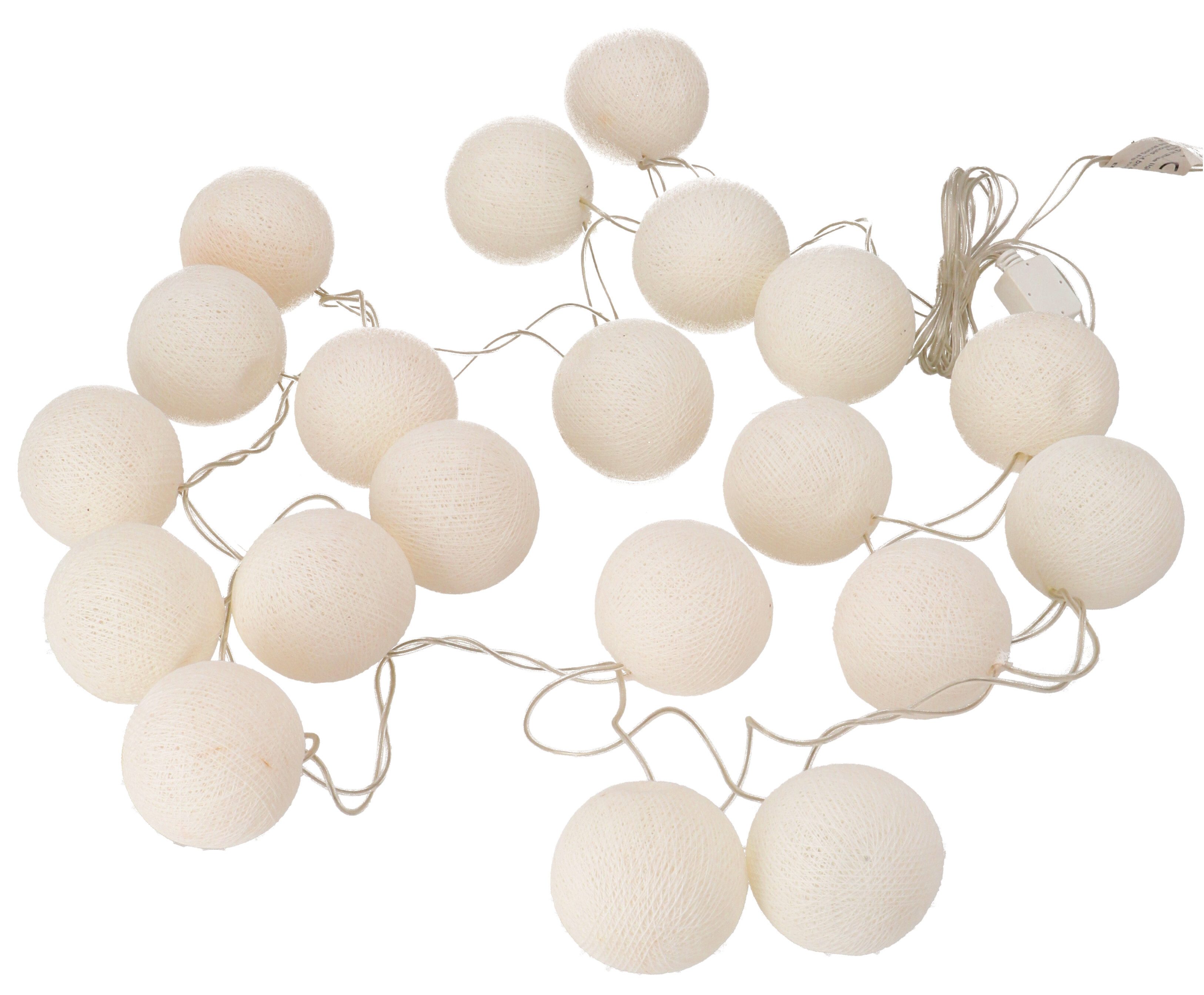 Guru-Shop LED-Lichterkette Stoff Ball Lichterkette, 20`er LED Kugel..