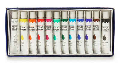 Pincello Acrylfarbe 12 Tuben ACRYLFARBEN 12ml (144ml) Malfarben Künstlerfarbe 04, Acryl Farbe Malset Farbkasten Farben Set Malen