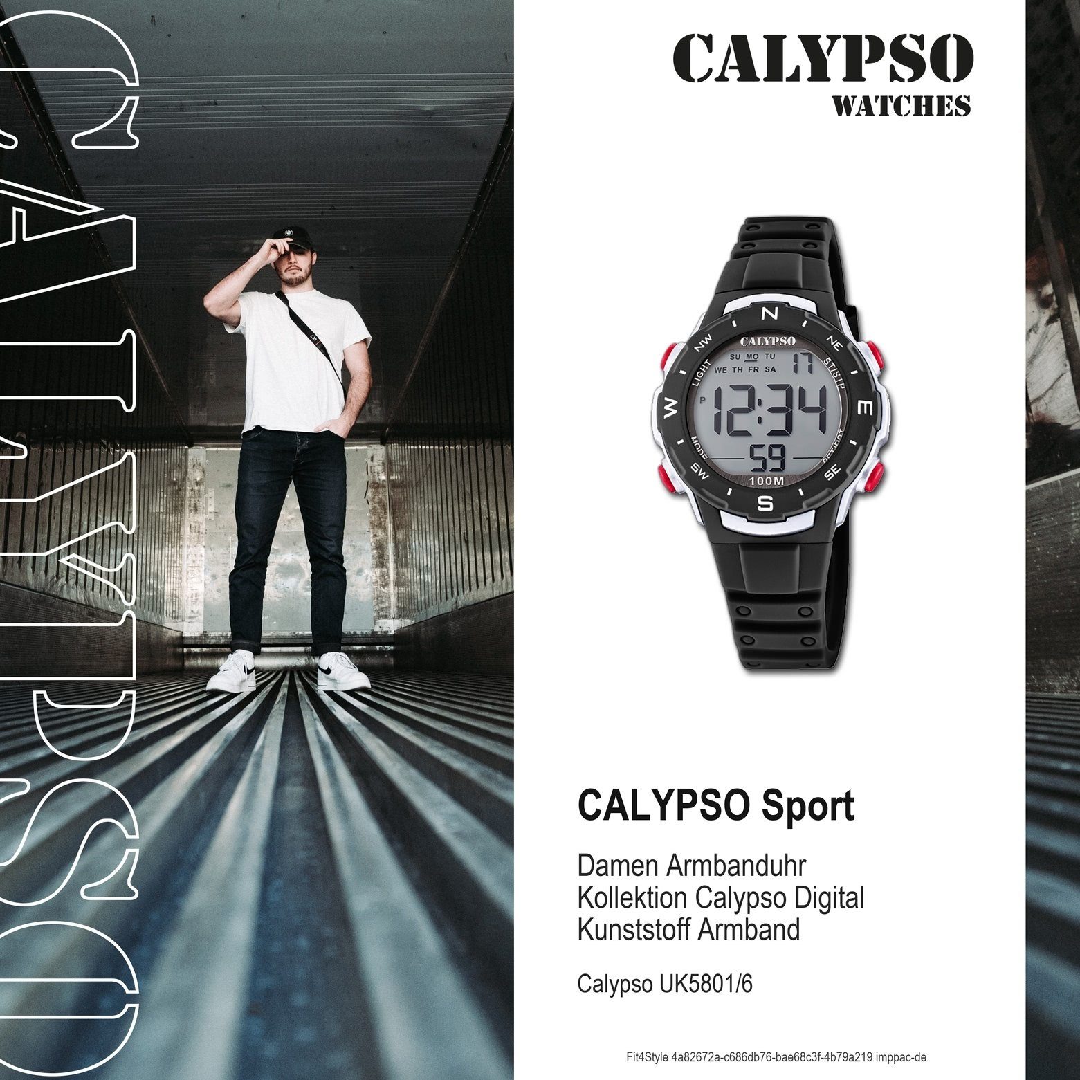 Herrenuhr 35mm) Sport (ca. mittel K5801/6, Calypso SportStyle CALYPSO Uhr Unisex rund, Kunststoffarmband, WATCHES Damen, Digital Digitaluhr