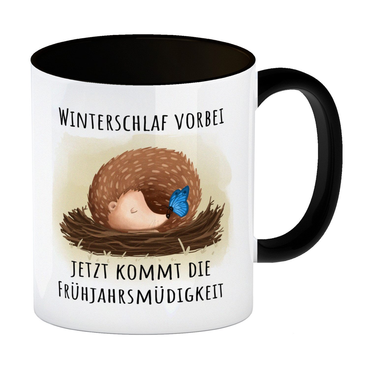 Tasse Winterschlaf vorbei jetzt kommt die Frühjahrsmüdigkeit Igel Schwarz