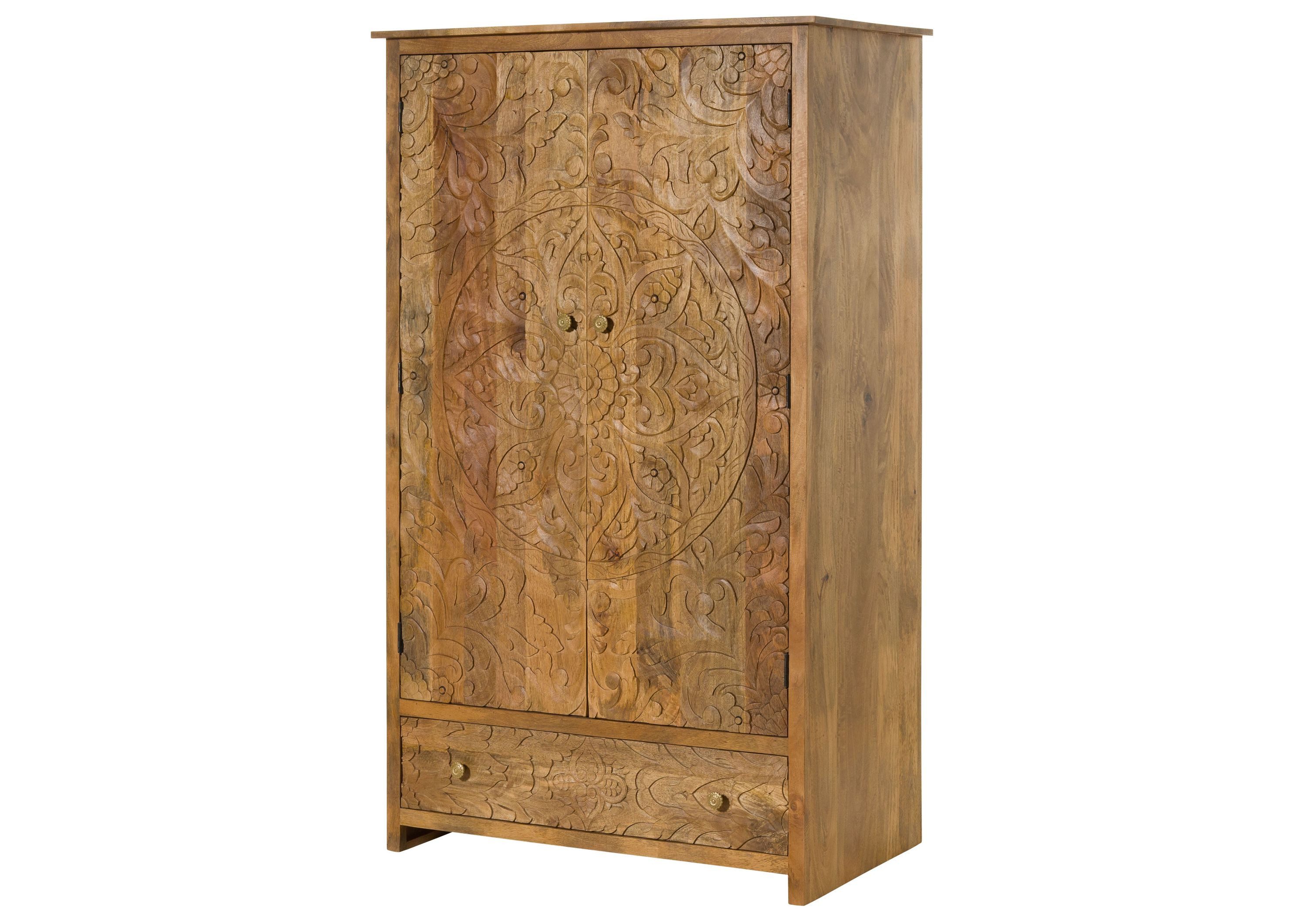 Massivmoebel24 Kleiderschrank KASHMIR (Mango 108x64x180 natur lackiert KASHMIR #106) Mango 108x64x180 natur lackiert KASHMIR #106