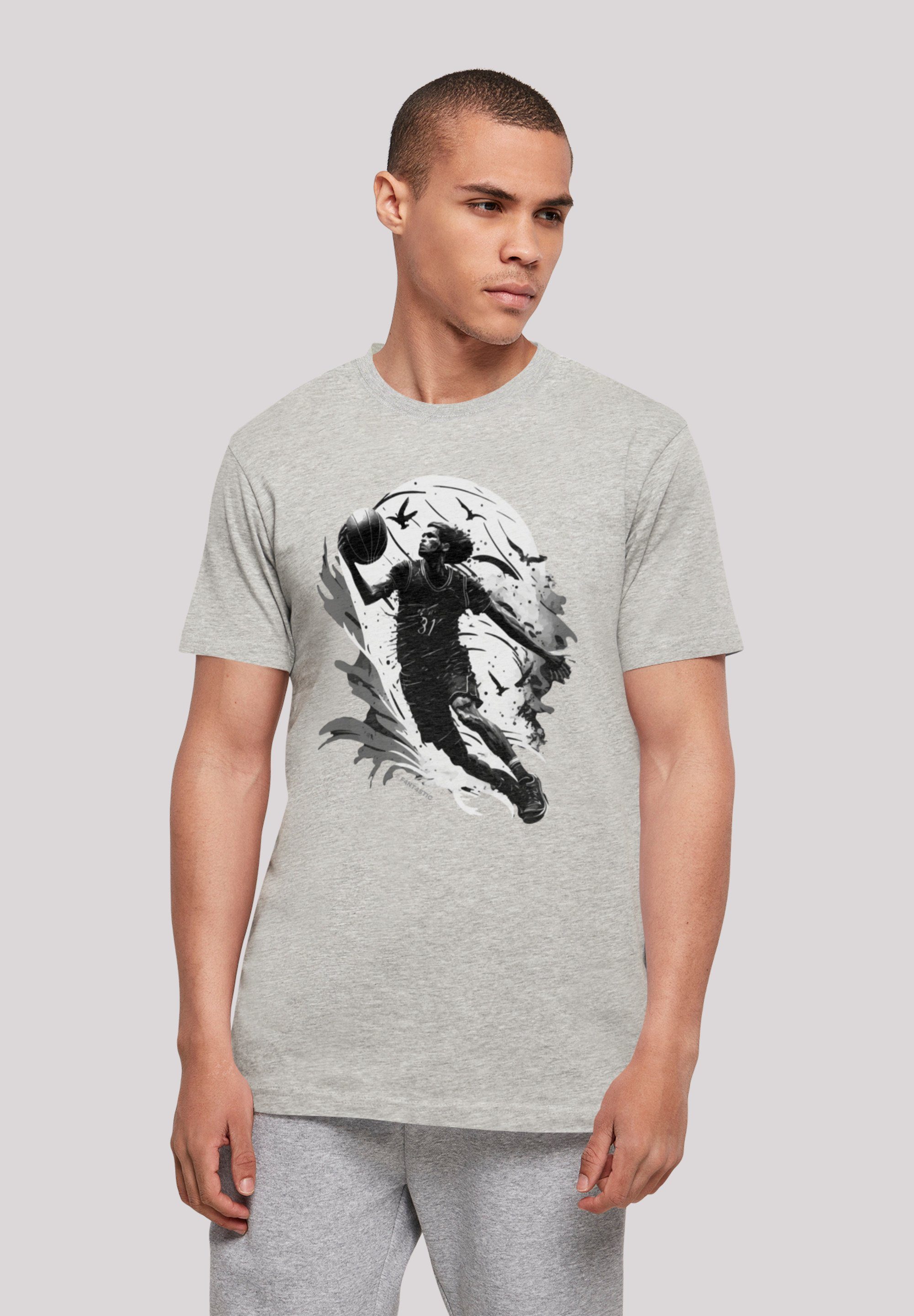 F4NT4STIC T-Shirt Basketball Spieler Print heather grey