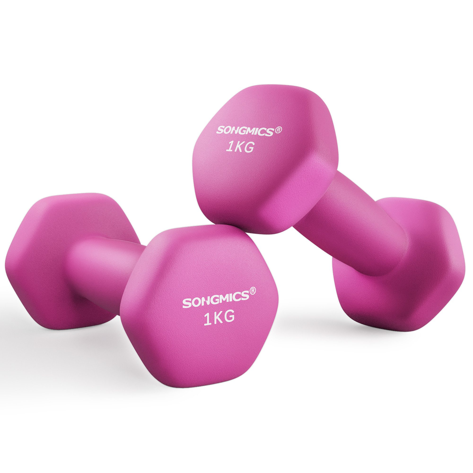 SONGMICS Kurzhantel Hanteln, (2er Set Neopren-Beschichtung, Hantelset, Kurzhanteln, Hexagon), 1KG-2KG-3KG-4KG-5KG Krafttraining, Workout, Fitnesstraining