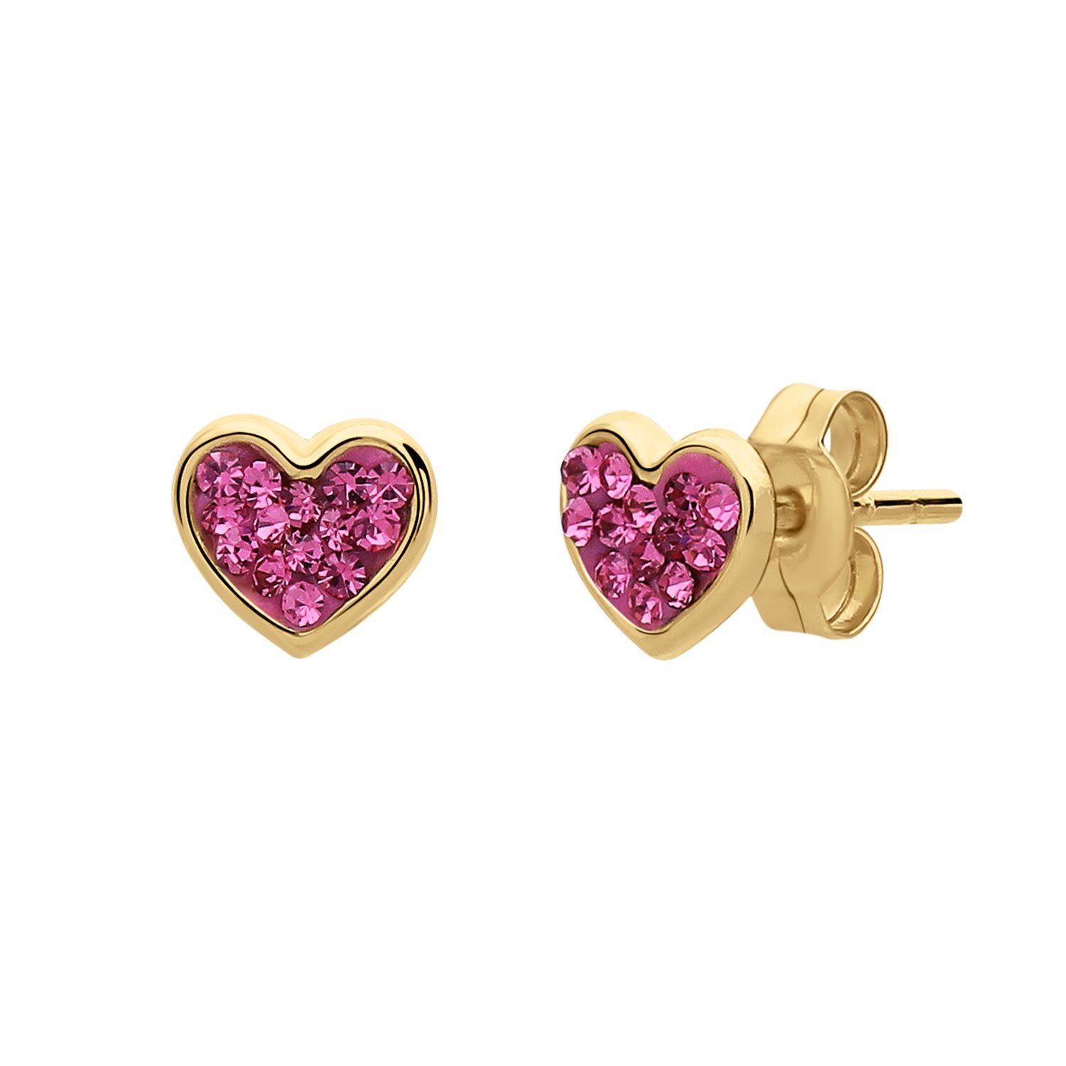 LUCARDI Paar Ohrstecker Ohrring - 585 Gold - Gold - Kristall - Kinder