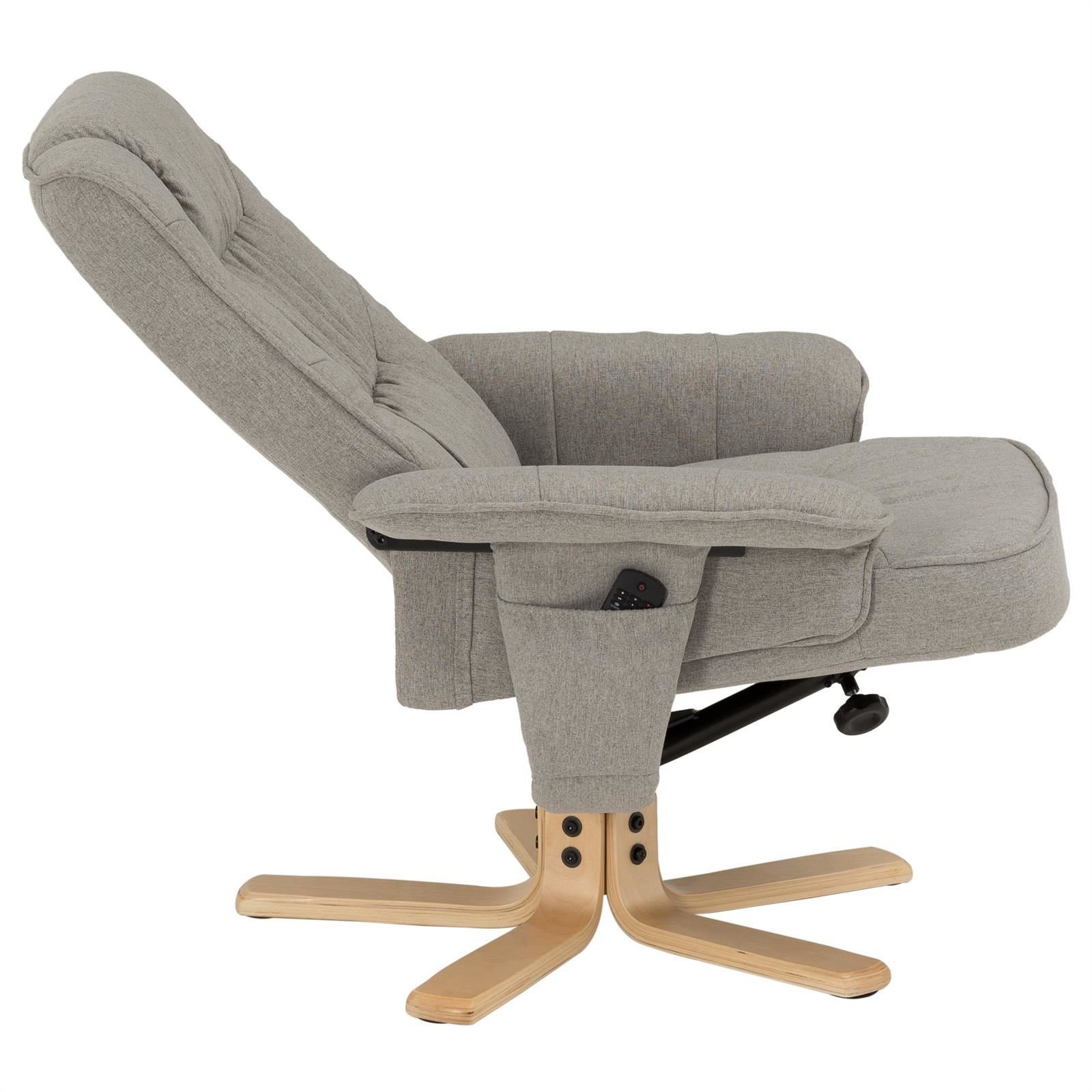 Stoff gr Fernsehsessel CHARLY, IDIMEX Relaxsessel Drehsessel Hocker grau mit Polstersessel Relaxsessel