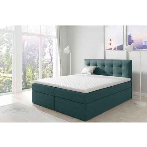 Beautysofa Boxspringbett Topiq (Bett für Schlafzimmer), 120, 140, 160, 180, 200 cm, mit 2x Bettkästen, Federkernmatratze