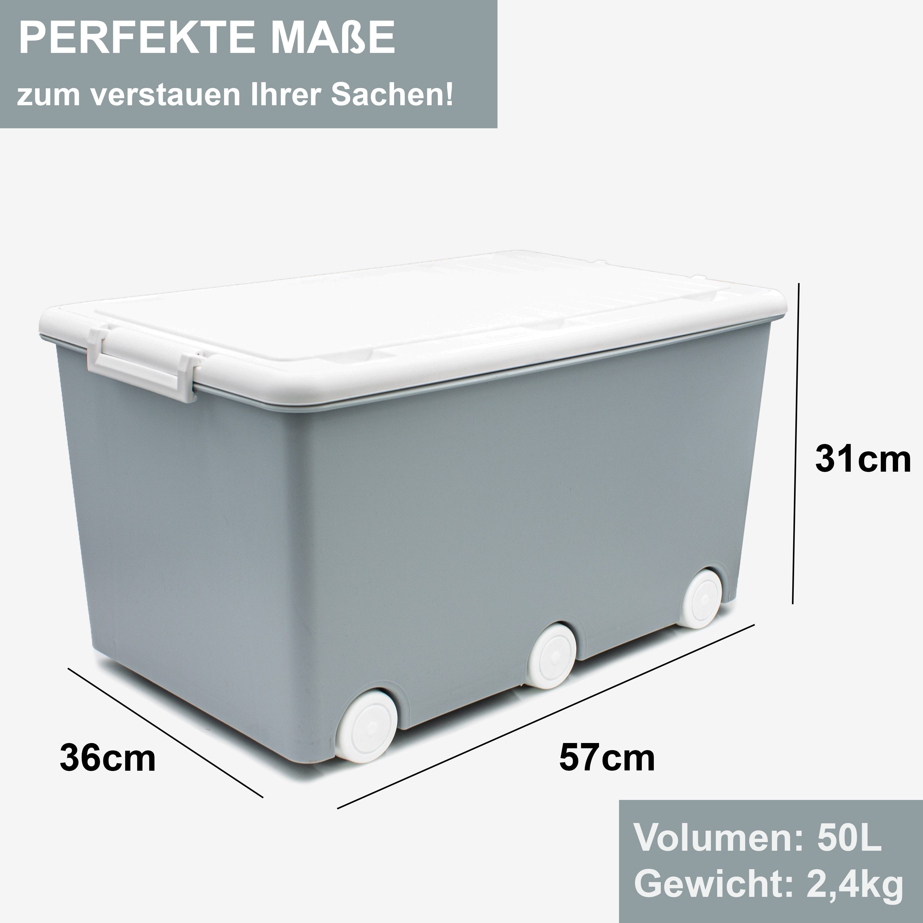 Babykajo Aufbewahrungsbox (Boxen mit Rollen, 3 St., mit 50L Volumen), Stapelbloxen, Aufbewahrungsboxen, Box zum Aufbewahren