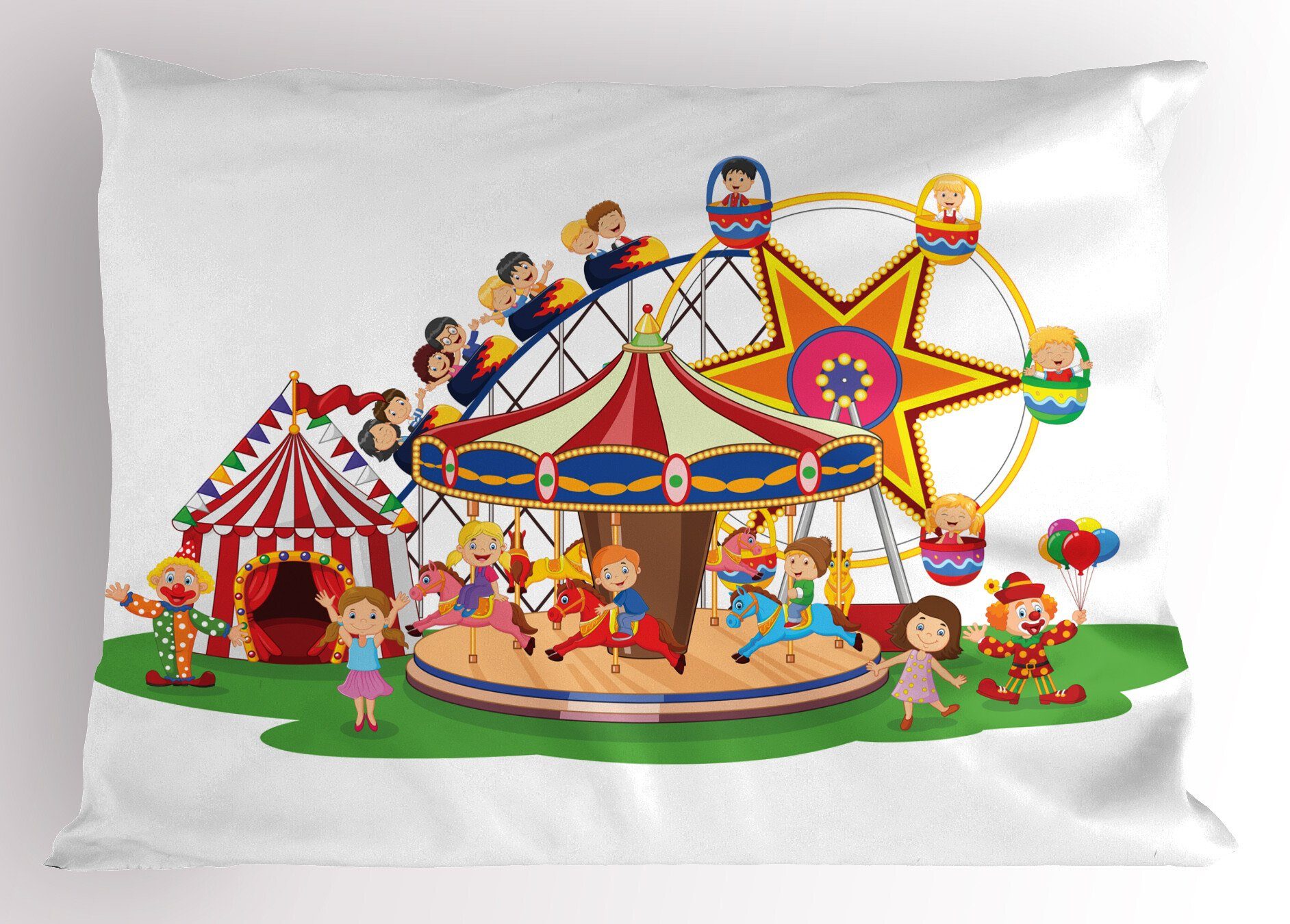 Dekorativer (1 Stück), Spaß-Kunst und Clowns Kopfkissenbezug, Gedruckter Queen Kinder Size Abakuhaus Zirkus Kissenbezüge