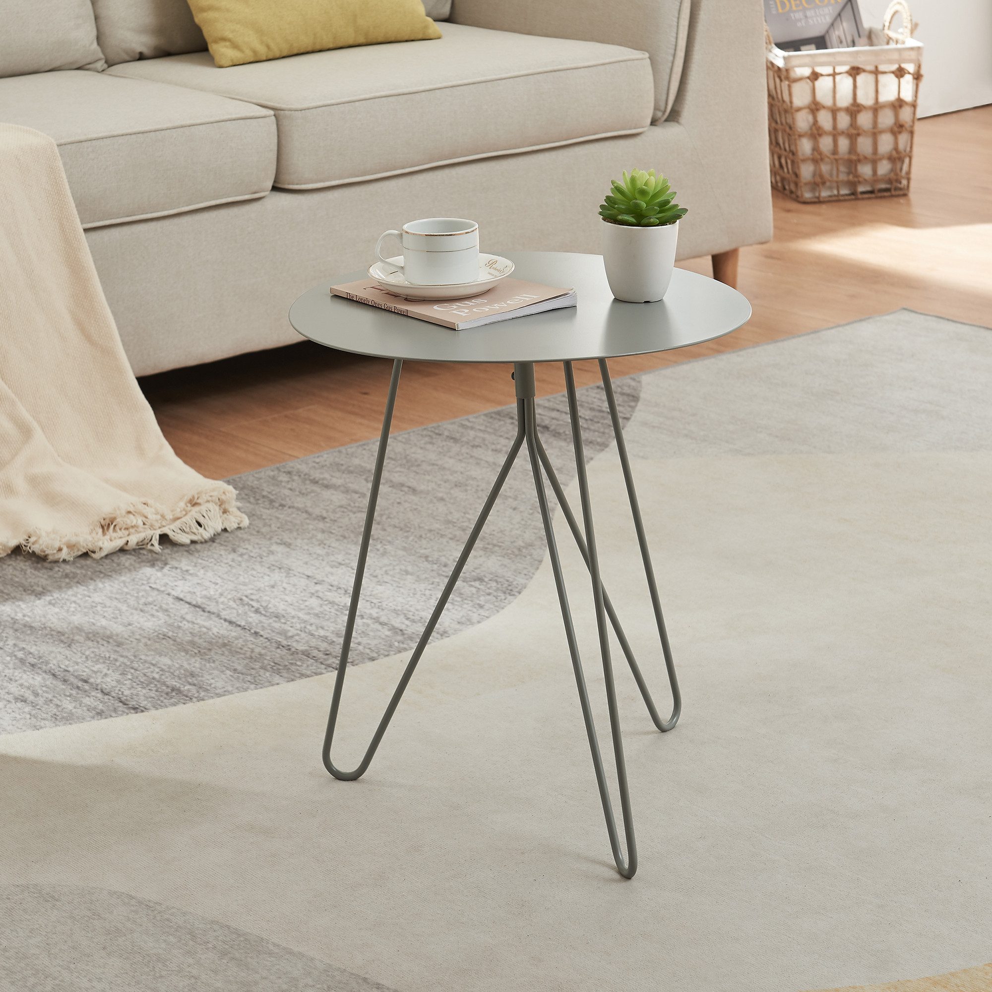 en.casa Beistelltisch, »Nopimi« Metall rund 45 x Ø43 cm Grau, matt