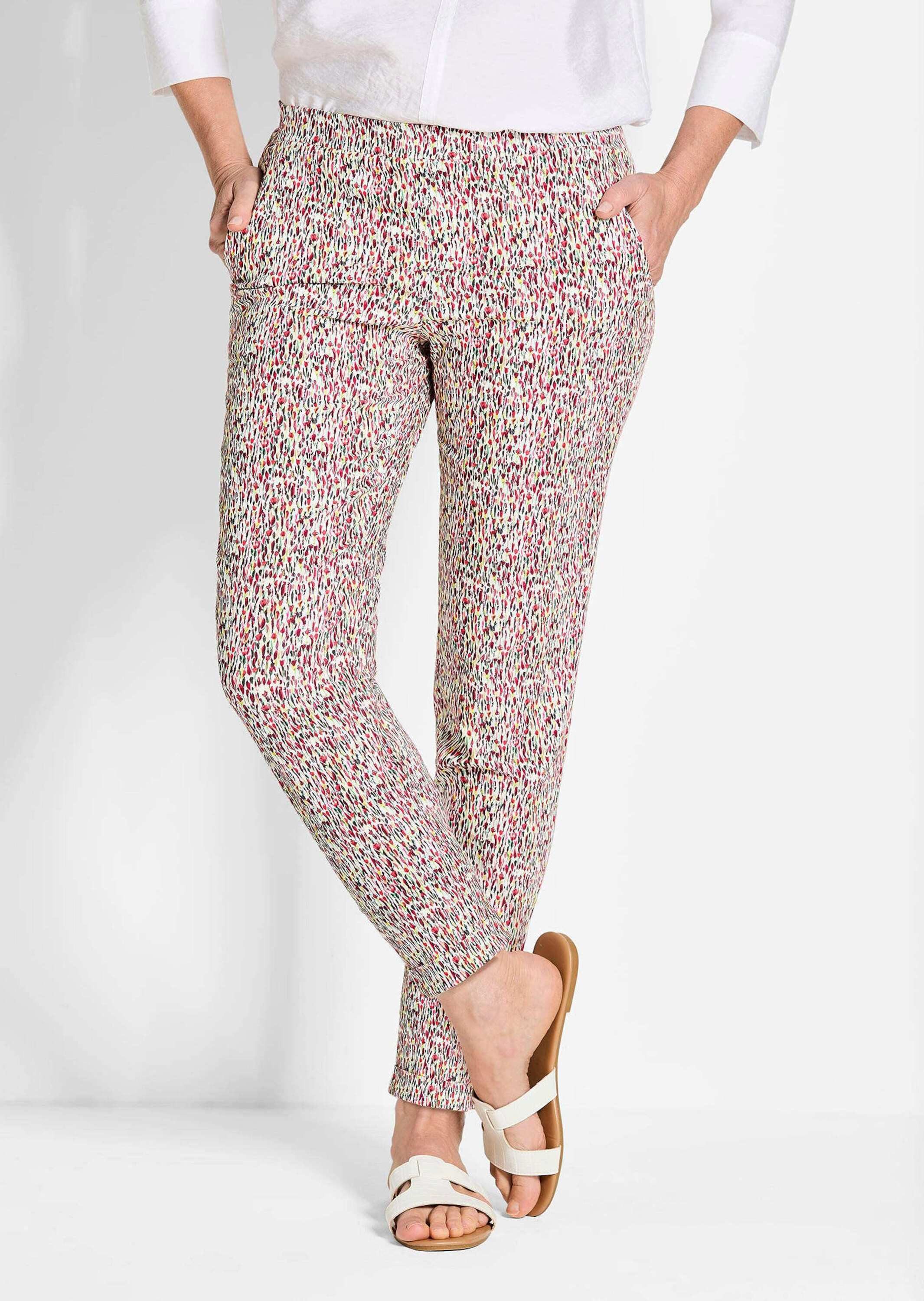 GOLDNER Schlupfhose Elastische Druckhose LOUISA bunt Slim Fit Damenhose knö günstig online kaufen