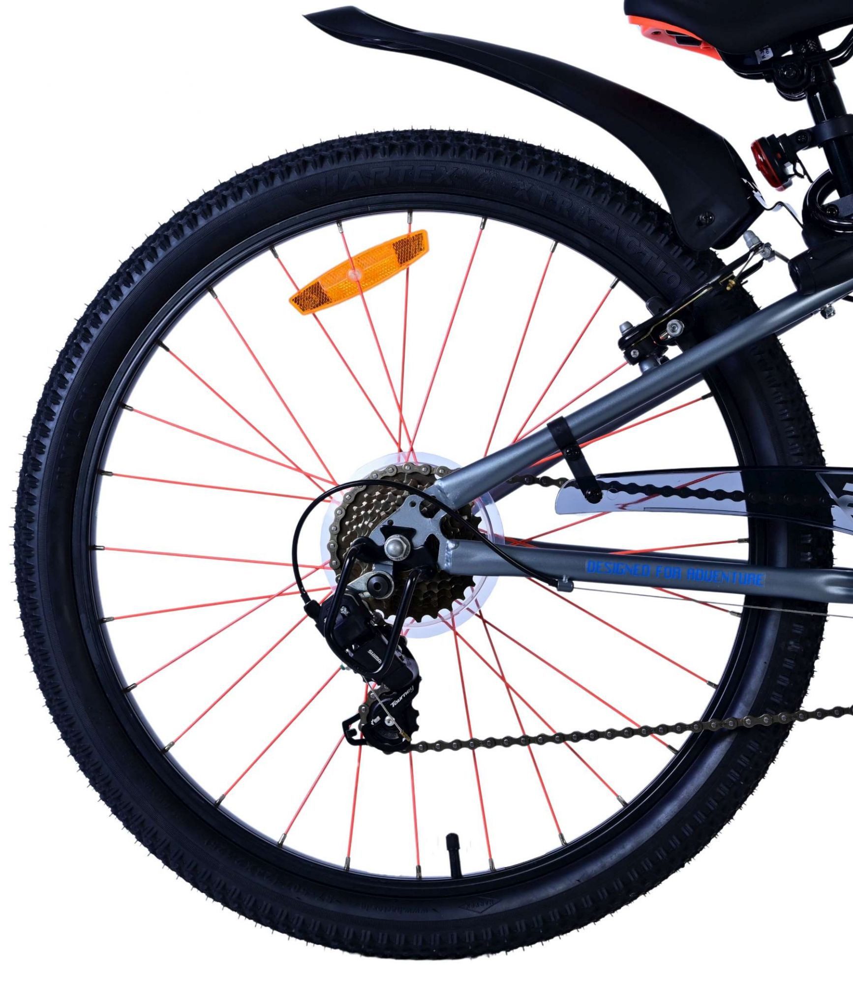 Volare Kinderfahrrad Volare Rocky Kinderfahrrad - 24 Zoll - Blau - 7 Gang für Jungen, Vorderradbremsen, höhenverstellbarer Sattel, Reflektoren