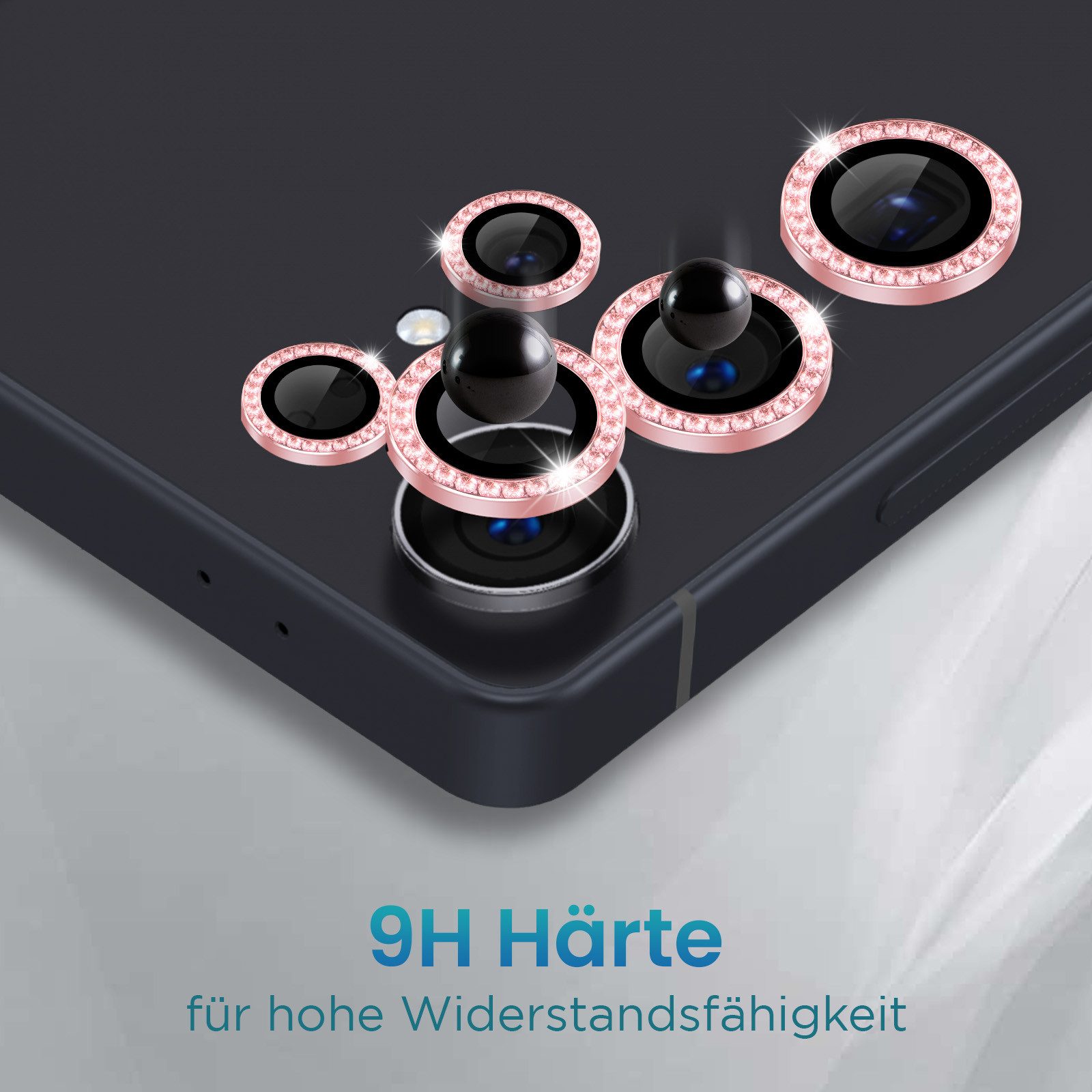 Tec-Expert Kameraschutzglas 9H Glas Set in Pink mit Schmuckstein für Samsung Galaxy S25 Ultra für Samsung Galaxy S25 Ultra, Linsenschutzglas Set, 1 Stück, Kamer – Bild 4 von 5