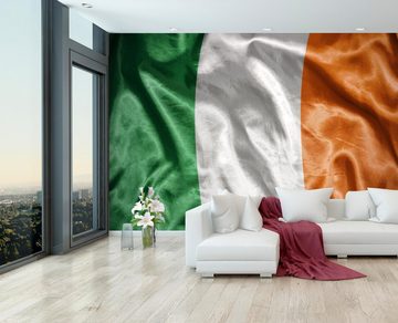 wandmotiv24 Fototapete Wehende Irische Flagge, glatt, Wandtapete, Motivtapete, matt, Vliestapete
