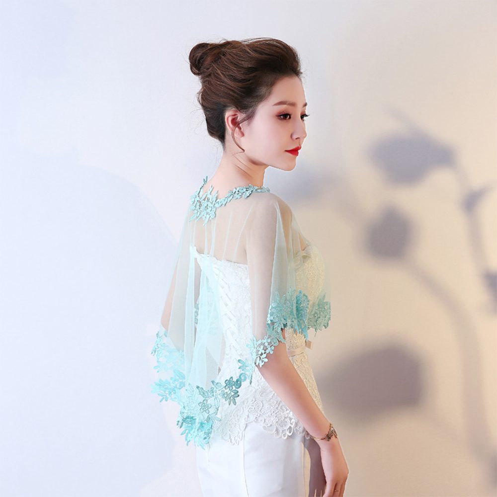 Zaewry Bolero Spitzen-Stola für Damen, transparenter Schal,Hochzeits-Cape Elegante Schulterjacke für Hochzeit, Brautmode & Abendkleid