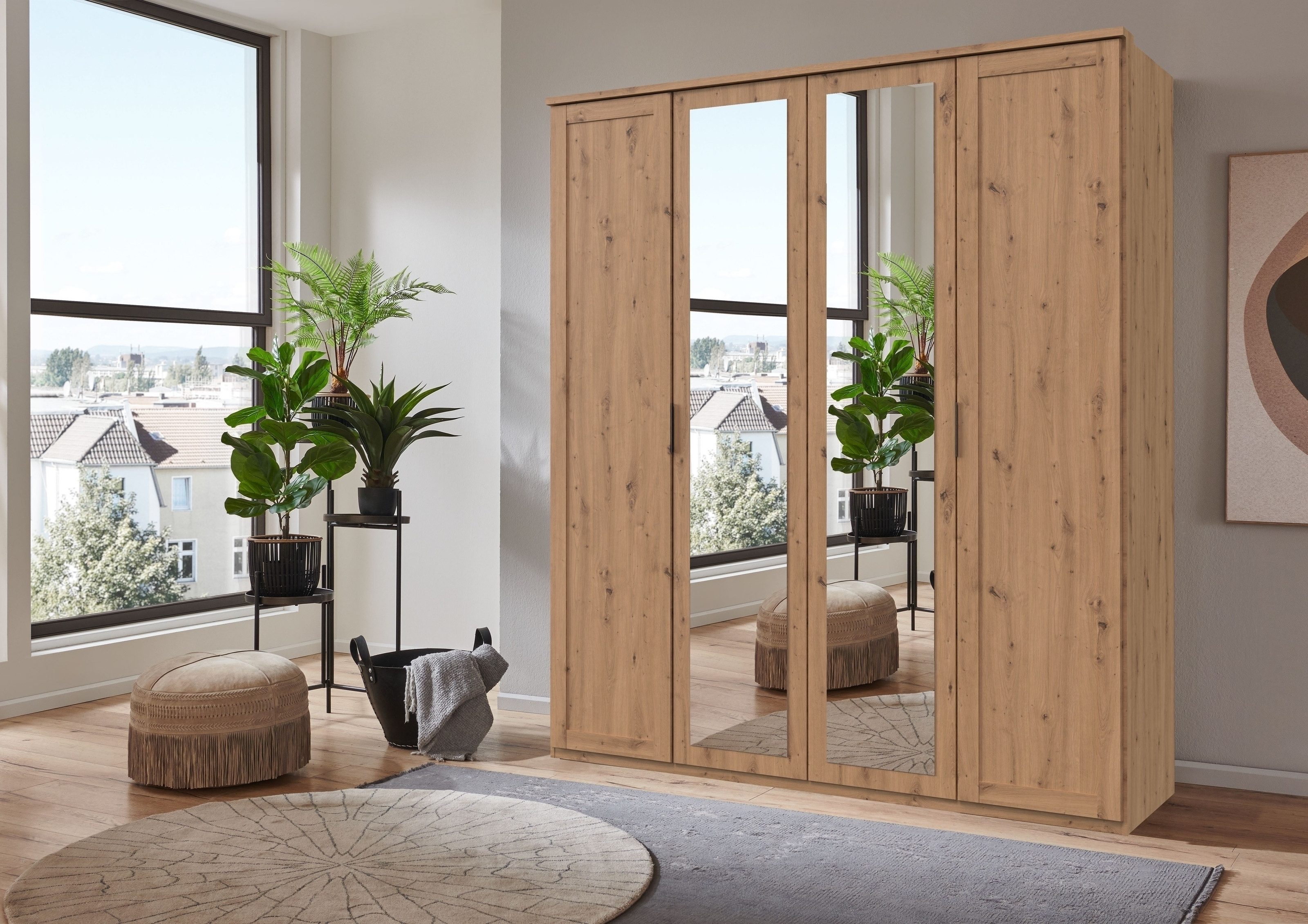 freiraum Drehtürenschrank NADJA in ARTISAN EICHE DEKOR / SPIEGEL - 180x208x58cm (BxHxT)