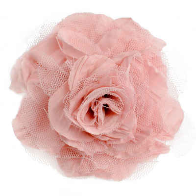 maDDma Haarspange Textilblüte Rose Ø9cm Ansteck Blüte Spange Haarspange Sicherheitsnadel, rosa