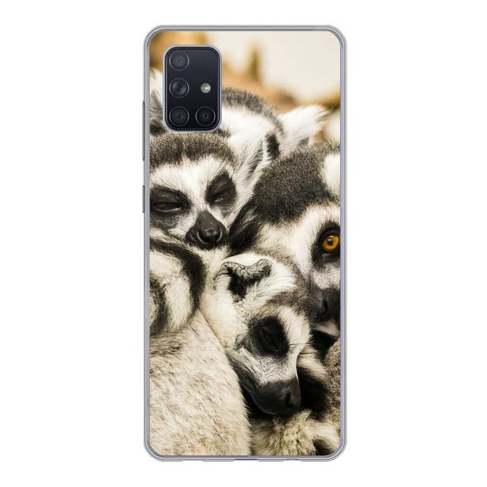 MuchoWow Handyhülle Affen - Tiere - Ringelschwanzlemuren Phone Case Handyhülle Samsung Galaxy A71 Silikon Schutzhülle