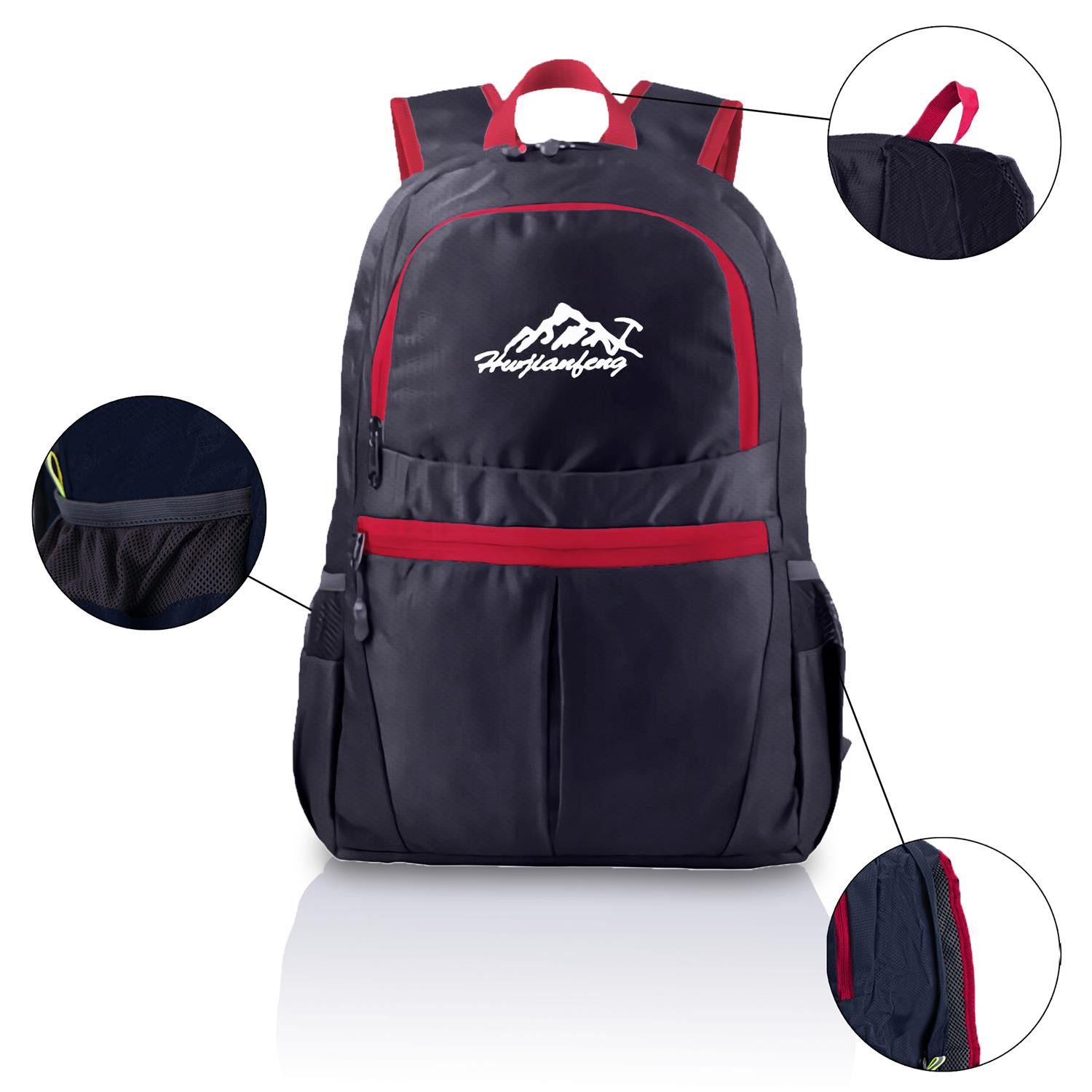 Intirilife Tagesrucksack (Faltbarer Rucksack Ultraleicht in Schwarz, 1-tlg), 36L Unisex Wanderrucksack Wasserdicht