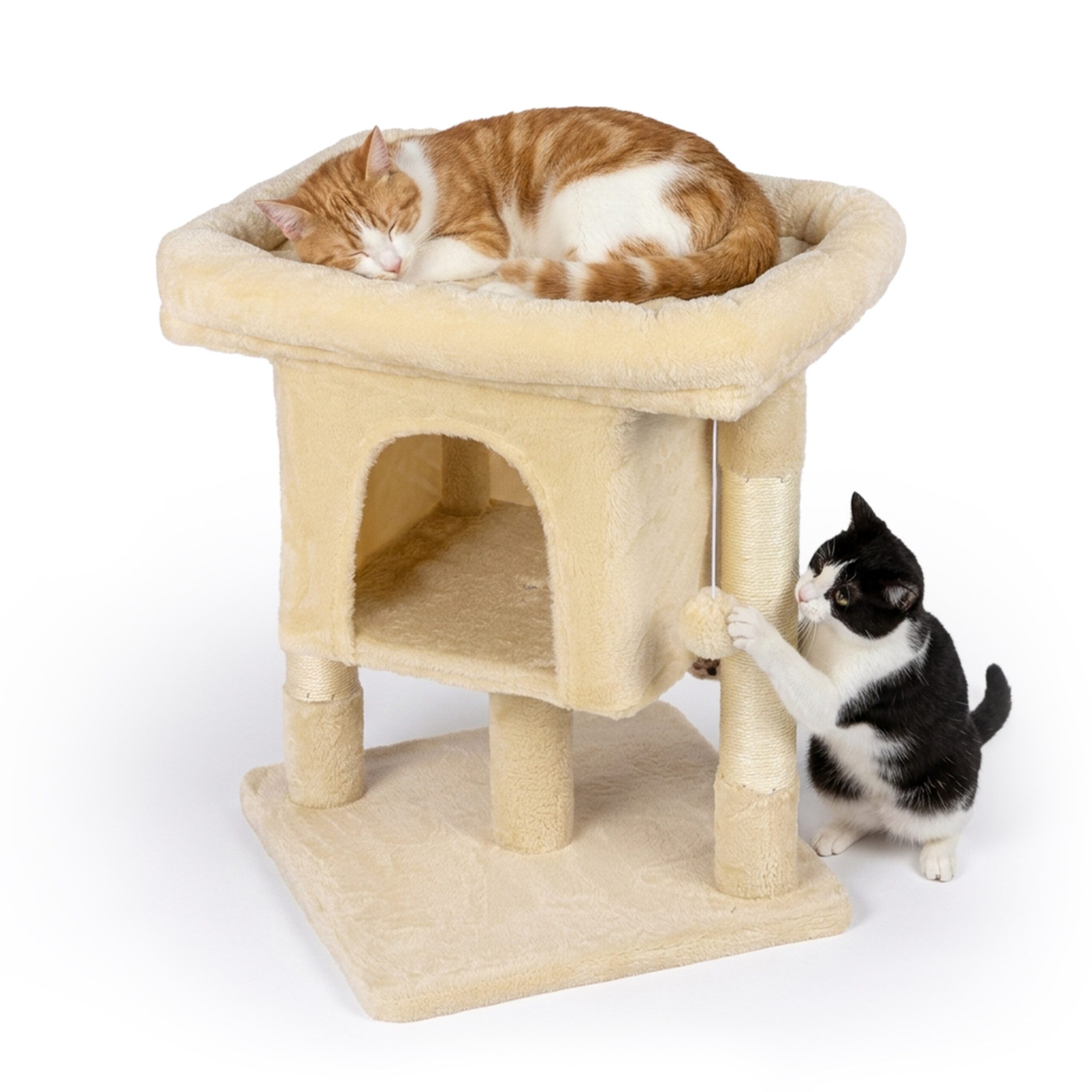 relaxdays Kratzbaum mit Höhle & Aussichtsplattform, Beige