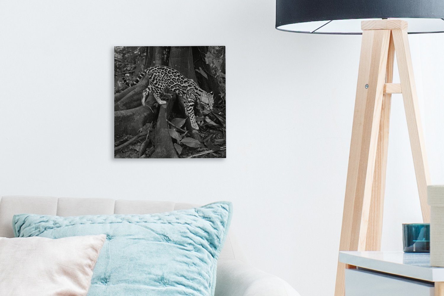 Schlafzimmer Leinwandbild (1 Weiß, Rica Costa Wohnzimmer Leinwand für von Ozelot OneMillionCanvasses® im in Schwarz Dschungel Bilder und St),