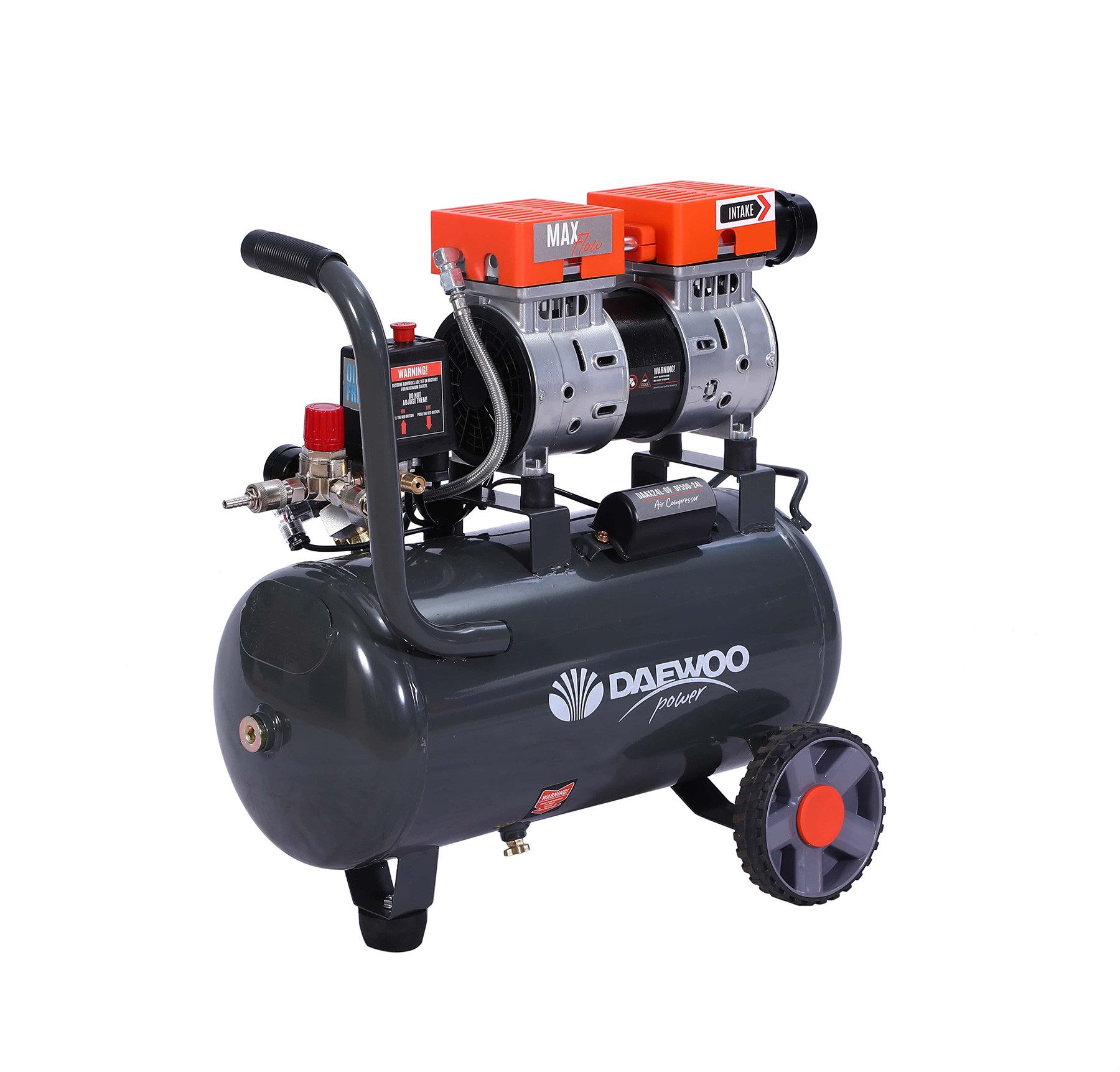 Daewoo Power Products Kompressor DAEWOO Ölfreier lautloser Kompressor 24L DAAX24L, max. 8 bar, ölfrei und lautlos