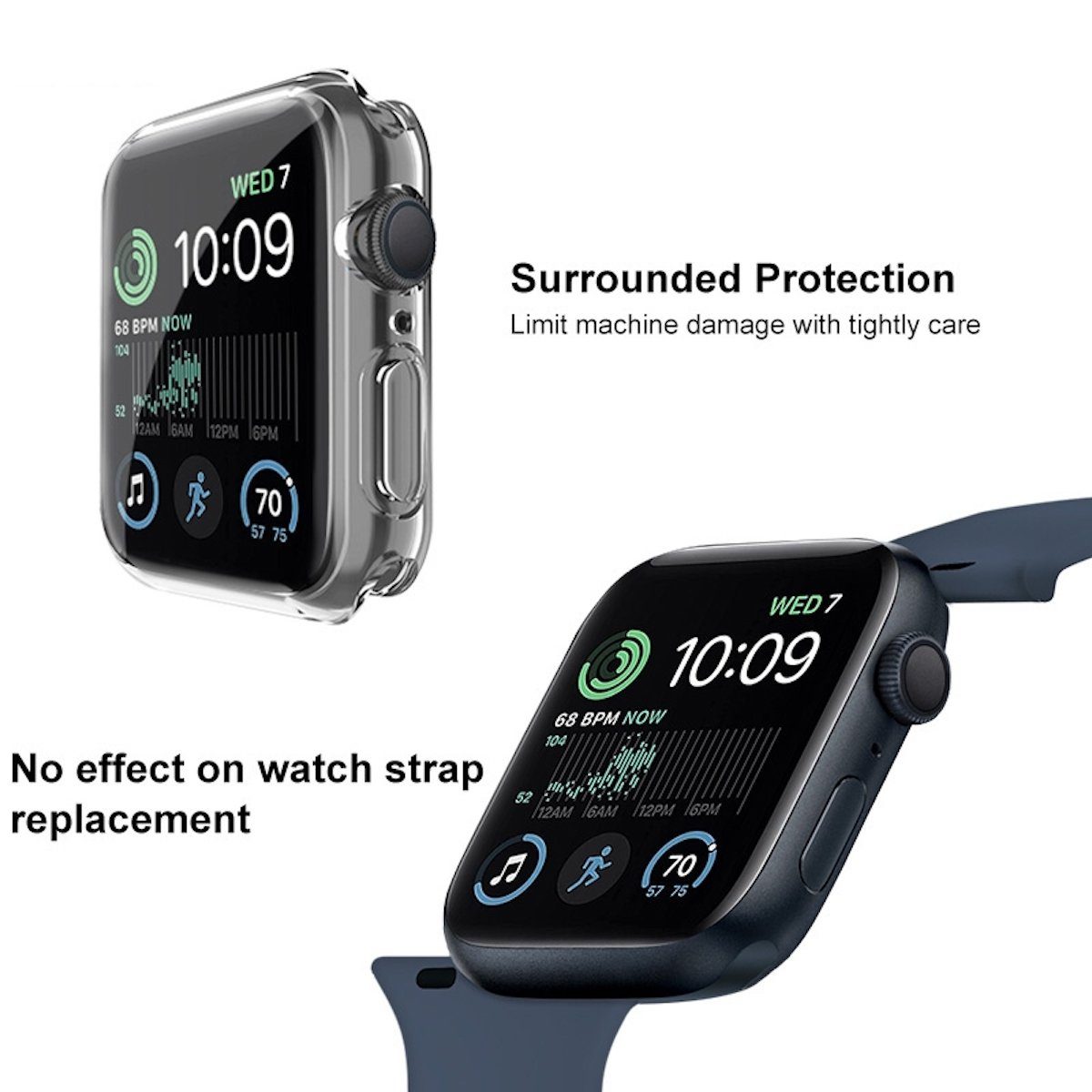 Wigento Smartwatch-Hülle Für Apple Watch SE 2023 / 2022 44mm 360 Grad TPU Silikon Hülle Cover