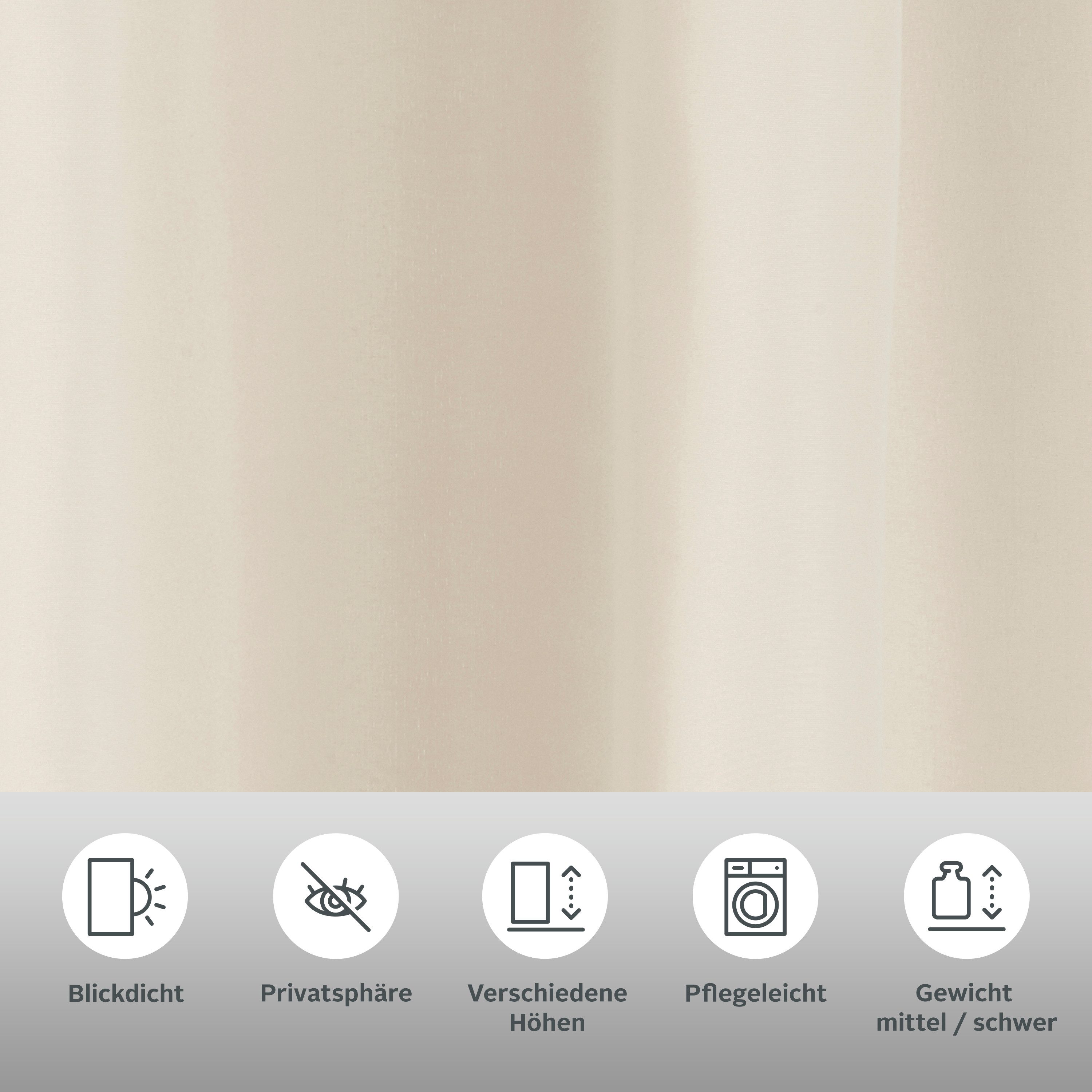 OTTO home Vorhang Raja (2 St), Schlaufen, blickdicht, Polyester, 2er-Set, Bestseller, einfarbig, modern, pflegeleichte Mikrofaser