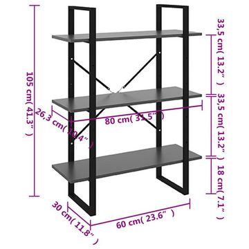 vidaXL Bücherregal Bücherregal Grau 80x30x105 cm Holzwerkstoff, 1-tlg.