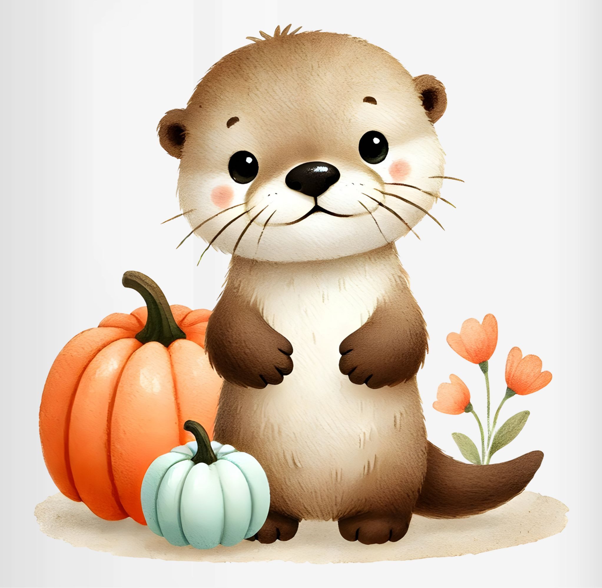 Shirtracer Tasse Süßer Otter mit Kürbis, Herbstliches Baby und Kinder Motiv, Niedlich, Keramik, Halloween Tassen