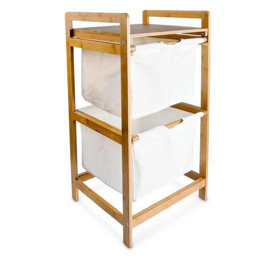 relaxdays Wäschesortierer »Wäschesammler Bambus LINEA 2 Körbe hoch