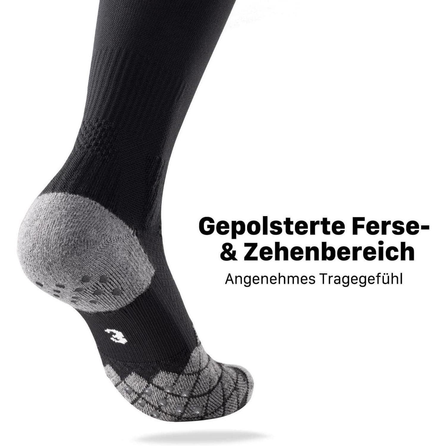 LuxusKollektion Fußballstutzen Fußballsocken Stutzen Herren Kinder Schwarz mit Noppen 2 Paar 39-42