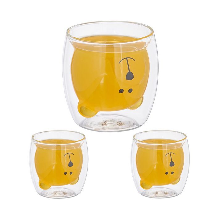 relaxdays Teeglas Doppelwandige Gläser "Eisbär" 3er Set Glas