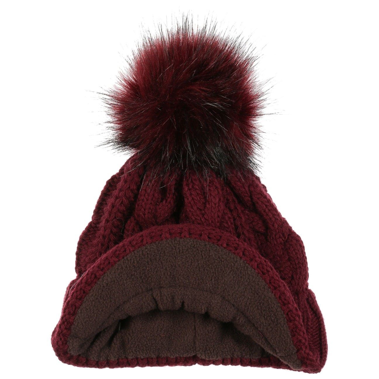 (1-St) in Beanie Italy mit Bommelmütze McBurn bordeaux Made Schirm,