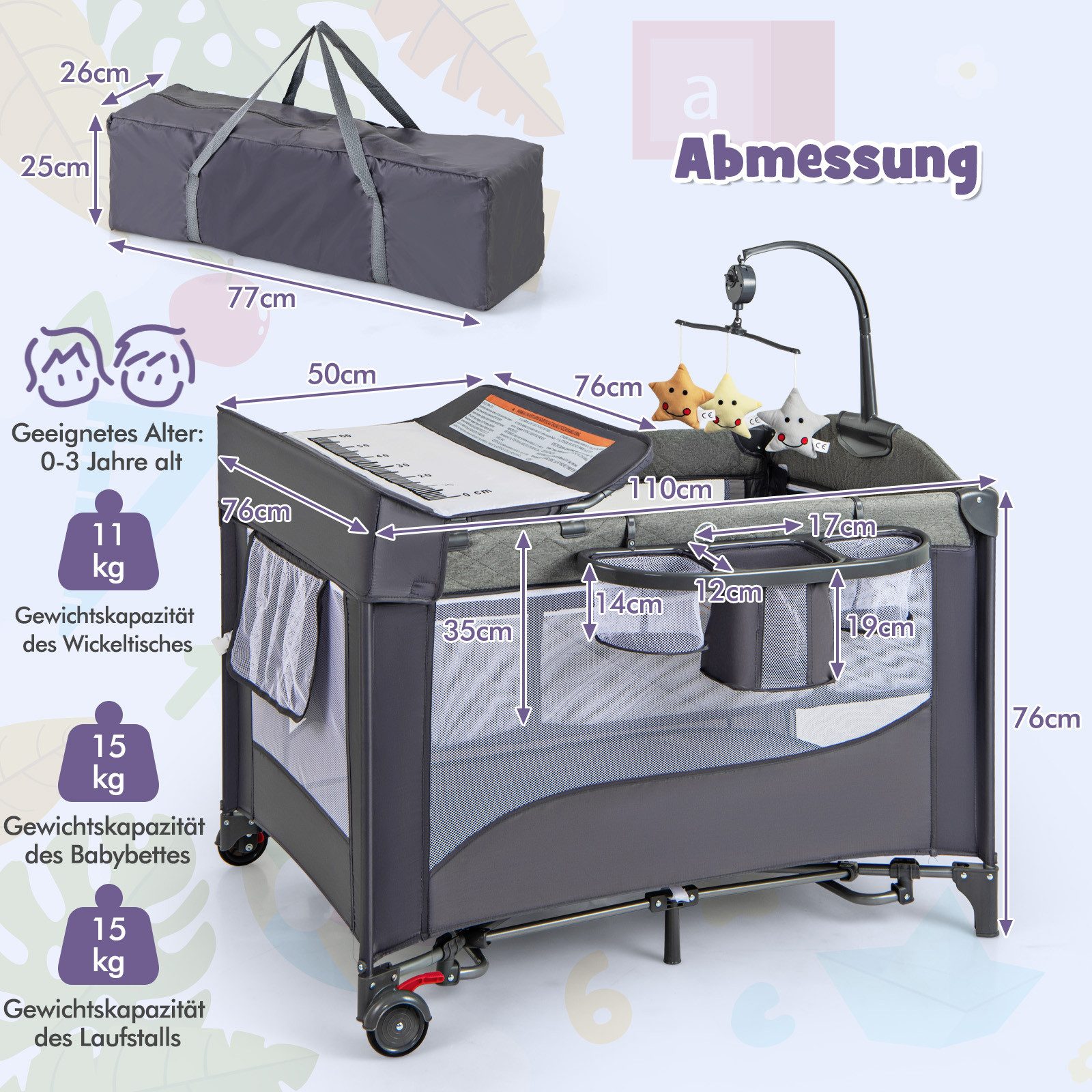 COSTWAY Beistellbett, 5 in 1 Babybett, günstig online kaufen