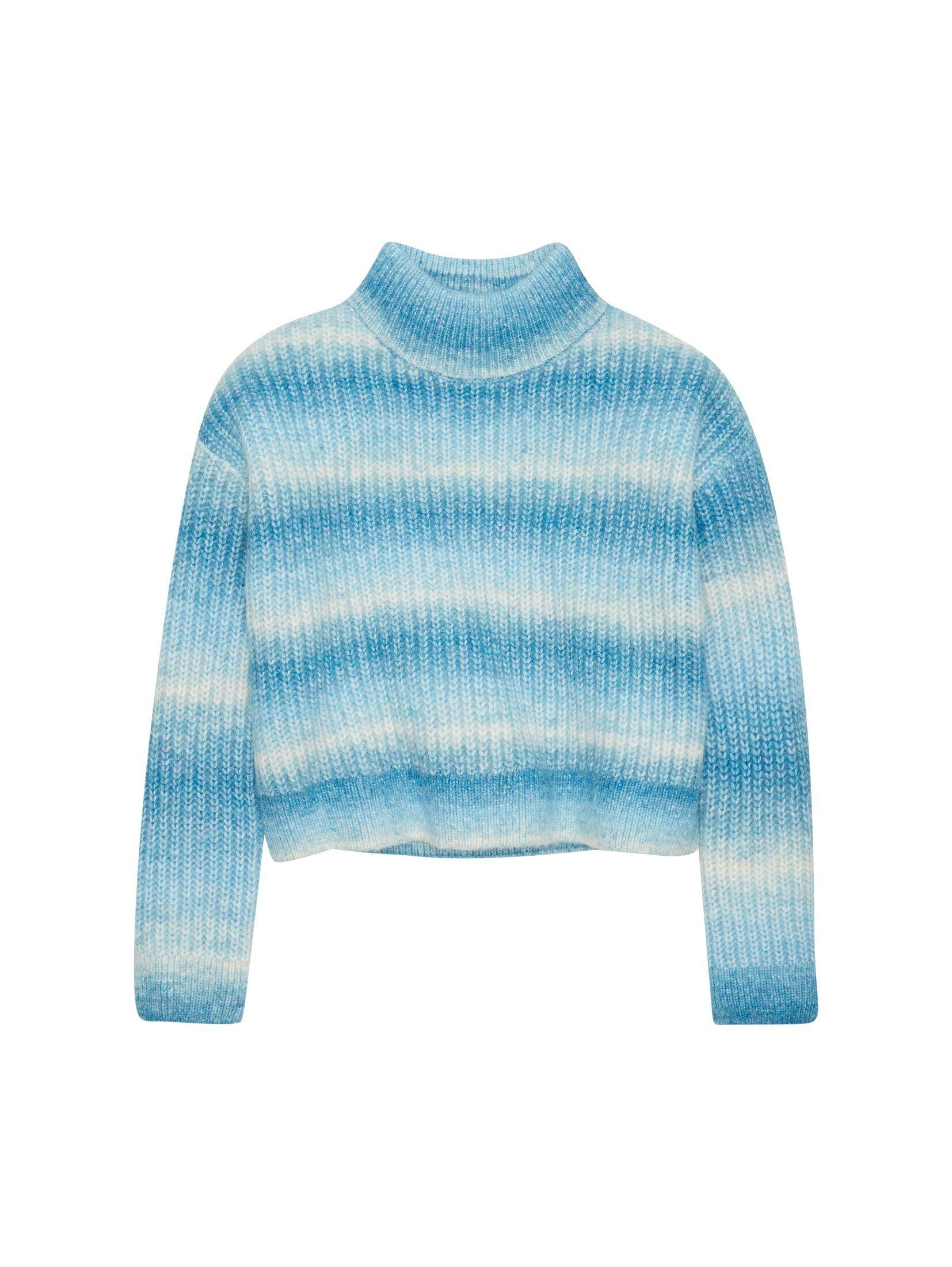 TOM TAILOR Strickpullover Cropped Pullover blue hued gradient design