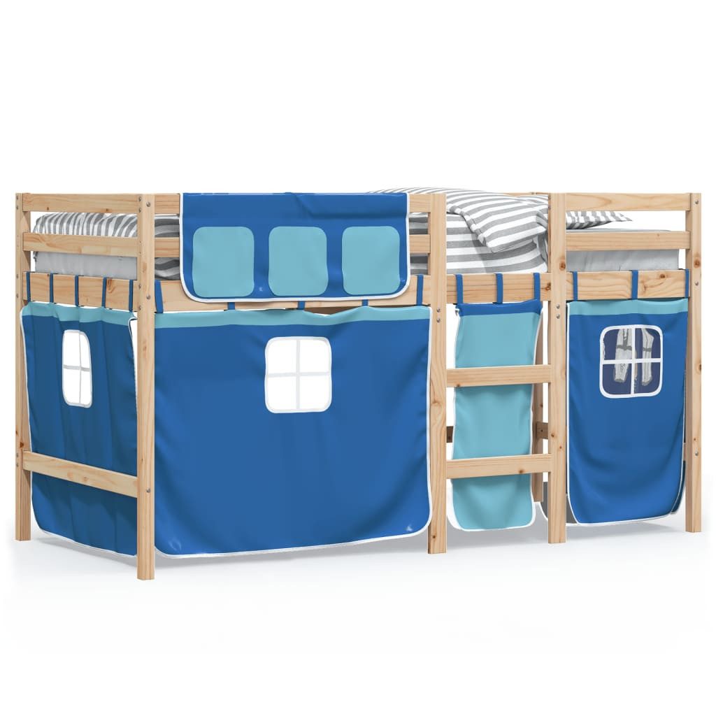 vidaXL Bett Kinderhochbett mit Vorhängen Blau günstig online kaufen