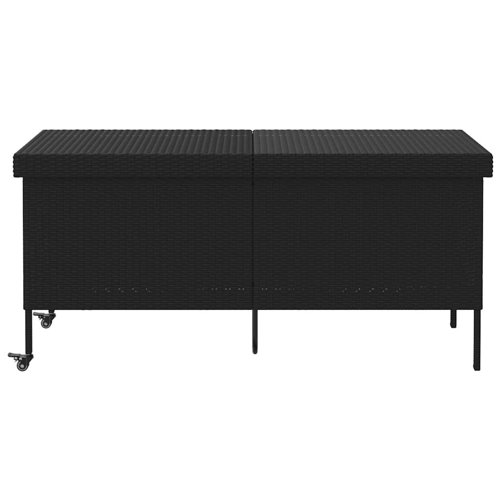 vidaXL Gartenbox Gartentruhe mit Rollen Schwarz 160x55x75 cm Poly Rattan
